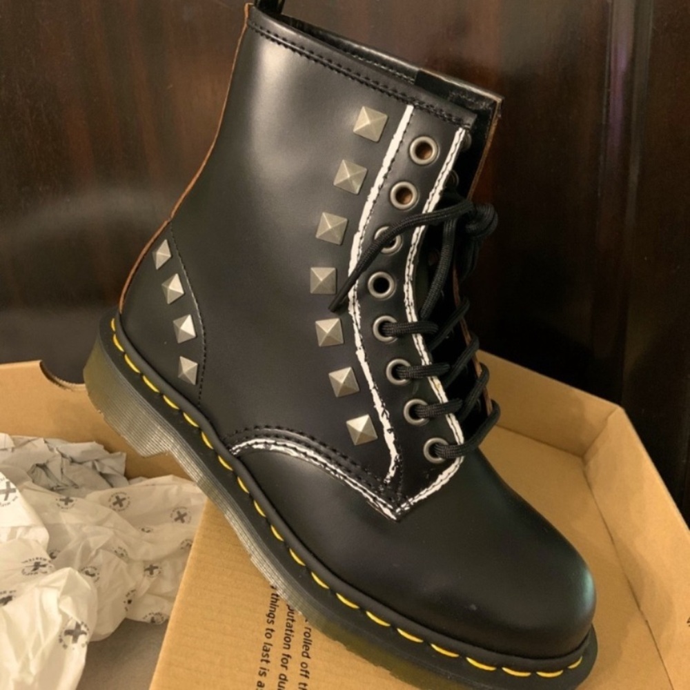 Dr. Martens 1460 Biker Style Black Silver Studded Boots US women’s 6